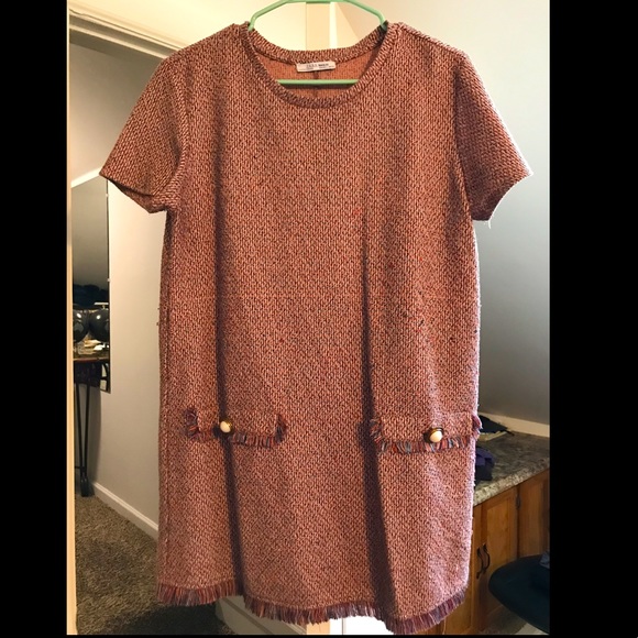 Zara Dresses & Skirts - Zara tweed pink winter dress